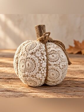 Cream Lace Pumpkin Farmhouse Fall Thanksgiving Decor